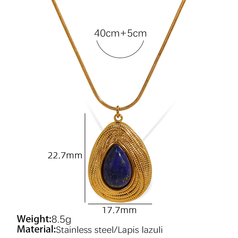 New French Retro Melad Autumn Winter Tiger Eye Stone Necklace Personality Temperament Versatile Simple Jewelry Set for Women