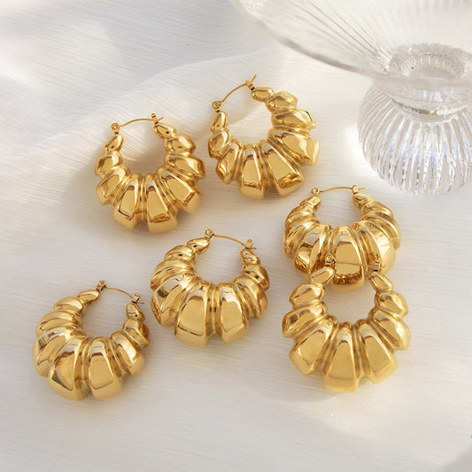 WAVY HOOP EARRINGS  | Gold Plated