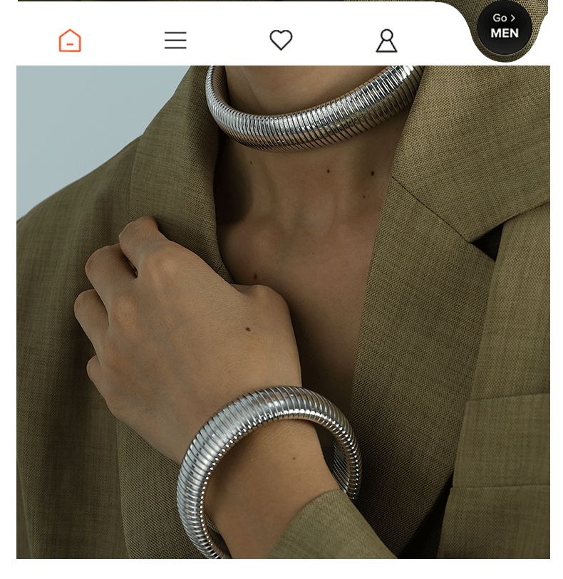 20mm European and American Exaggerated Retro Threaded Elastic Bracelet Necklace Set Personality Trendy Titanium Steel Design Cross-Border Accessories