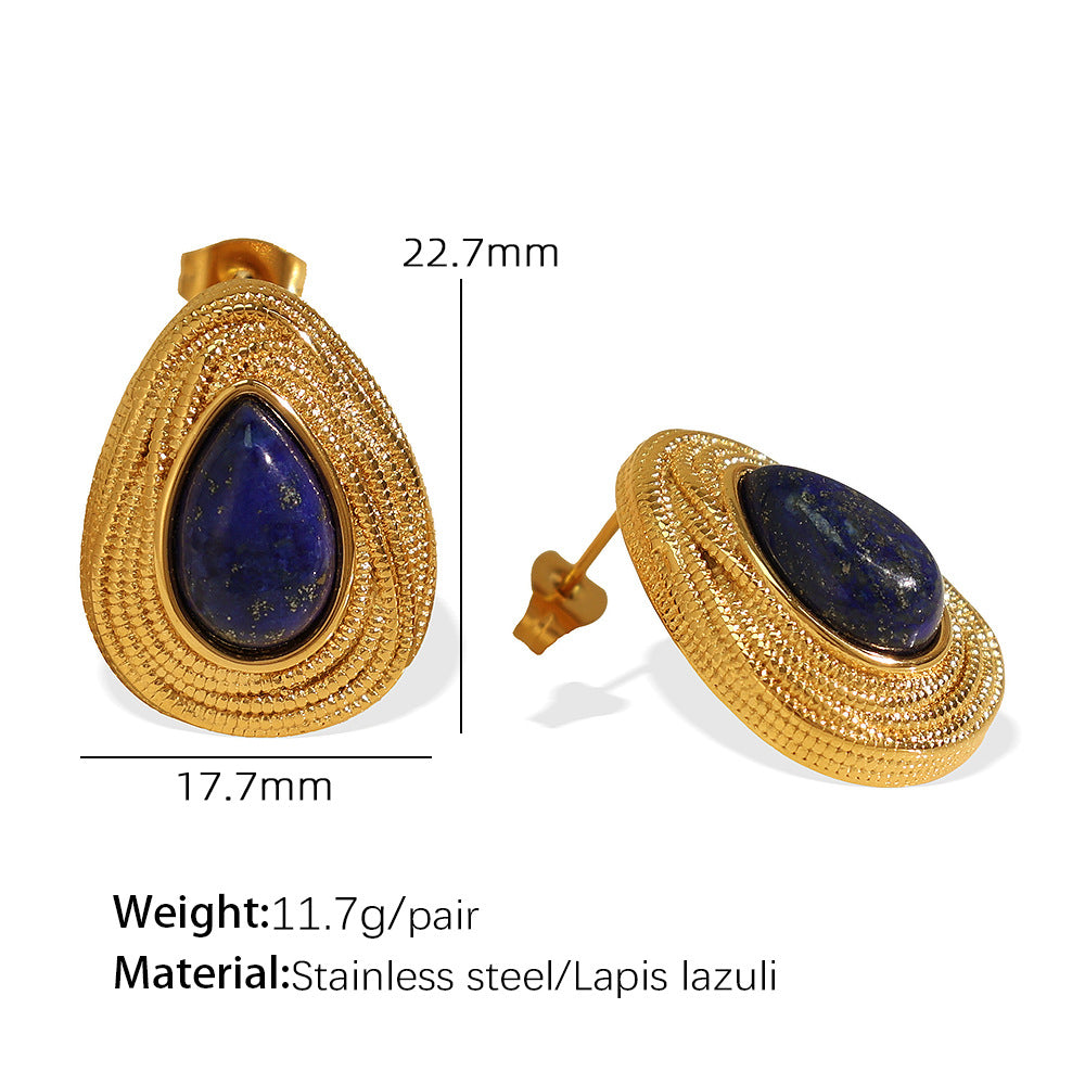 New French Retro Melad Autumn Winter Tiger Eye Stone Necklace Personality Temperament Versatile Simple Jewelry Set for Women