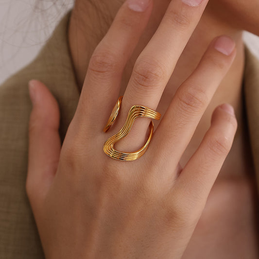 GEOMETRIC WAVE RING | Gold Plated |Silver Plated