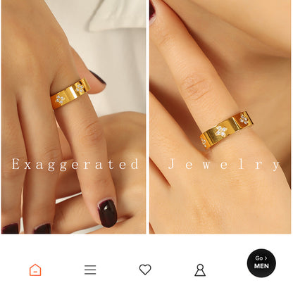 CLOVER CRYSTAL RING | Gold Plated