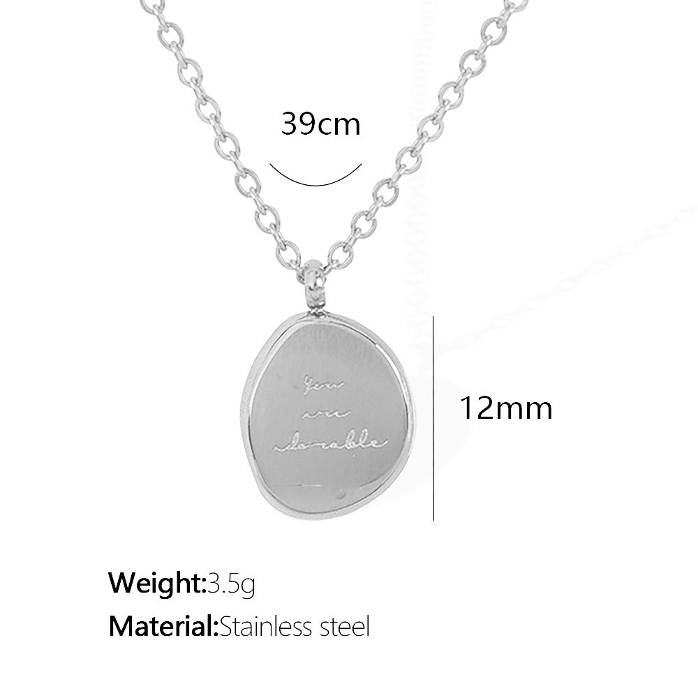 European and American Cross-Border Unisex Style Irregular Oval Pendant Necklace 18K Gold Plated Titanium Steel Clavicle Chain Women's Accessories