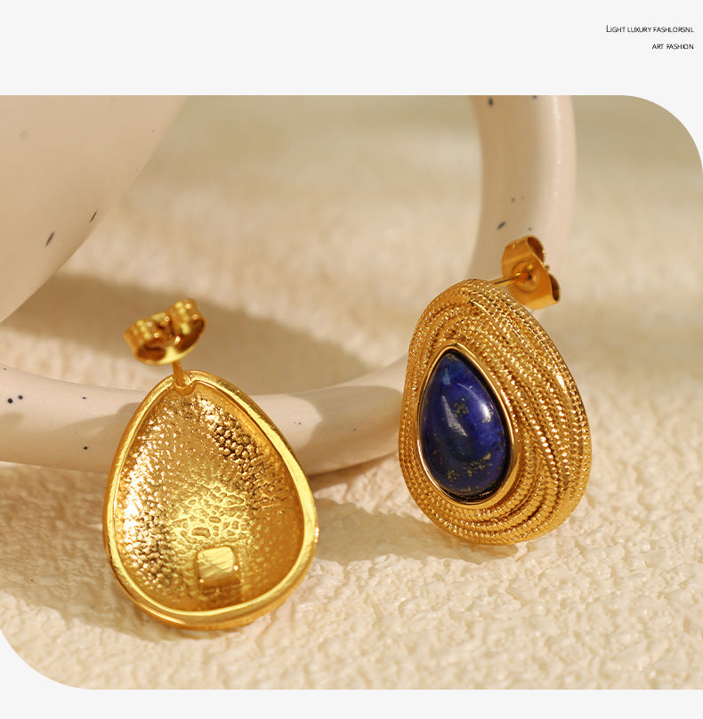 New French Retro Melad Autumn Winter Tiger Eye Stone Necklace Personality Temperament Versatile Simple Jewelry Set for Women