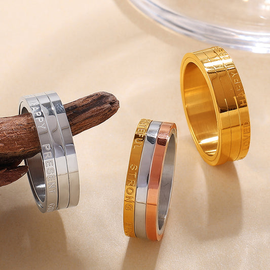 ROTATING GEOMETRIC RING | Gold Plated / Silver Plated